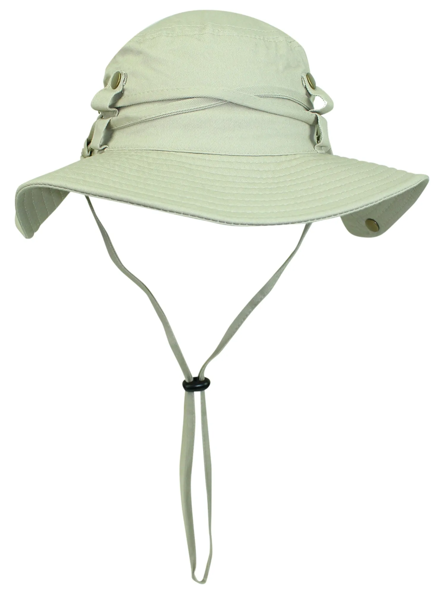 Safari Style Cotton Hat With Chin Cord & Side Snaps