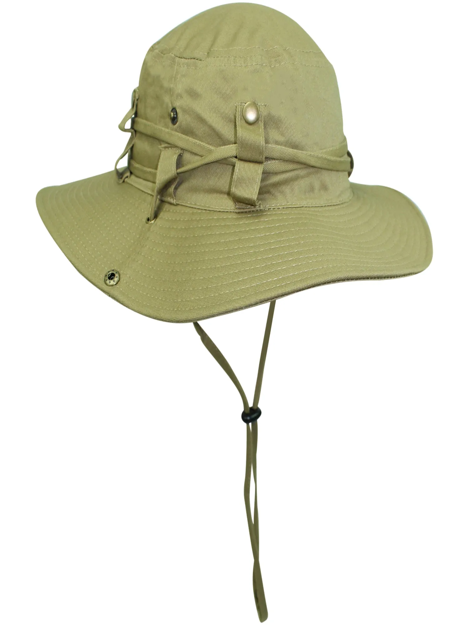 Safari Style Cotton Hat With Chin Cord & Side Snaps