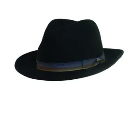 Scala Crushable Wool Felt Fedora Hat - Multi-Tone Ribbon