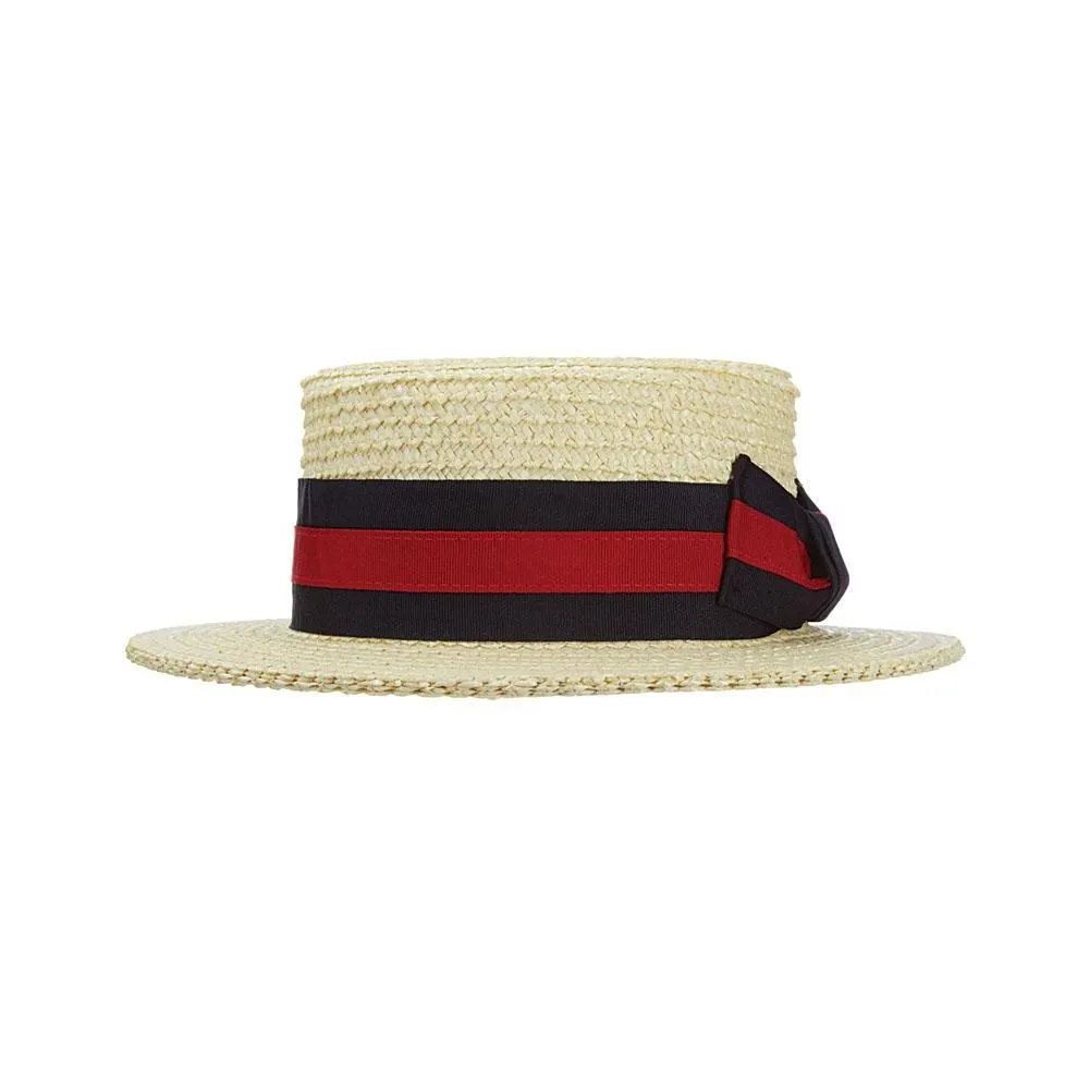 Scala Gondola Braided Laichow Straw Boater Hat