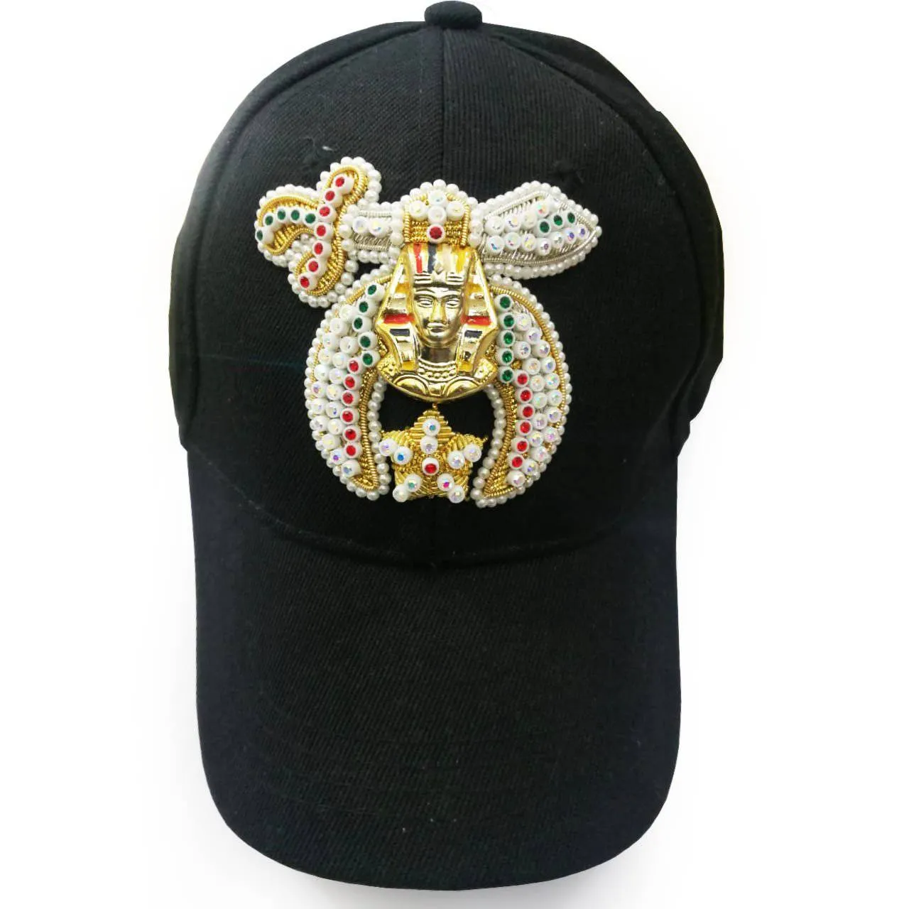 Shriners Baseball Cap - Black with Jewels & Bullion Embroidery