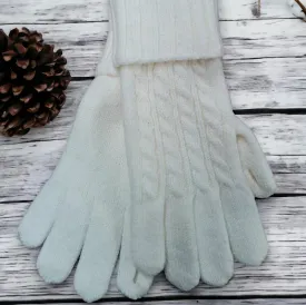 Snuggle Knit: Cosy Cable Knit Gloves: Cream