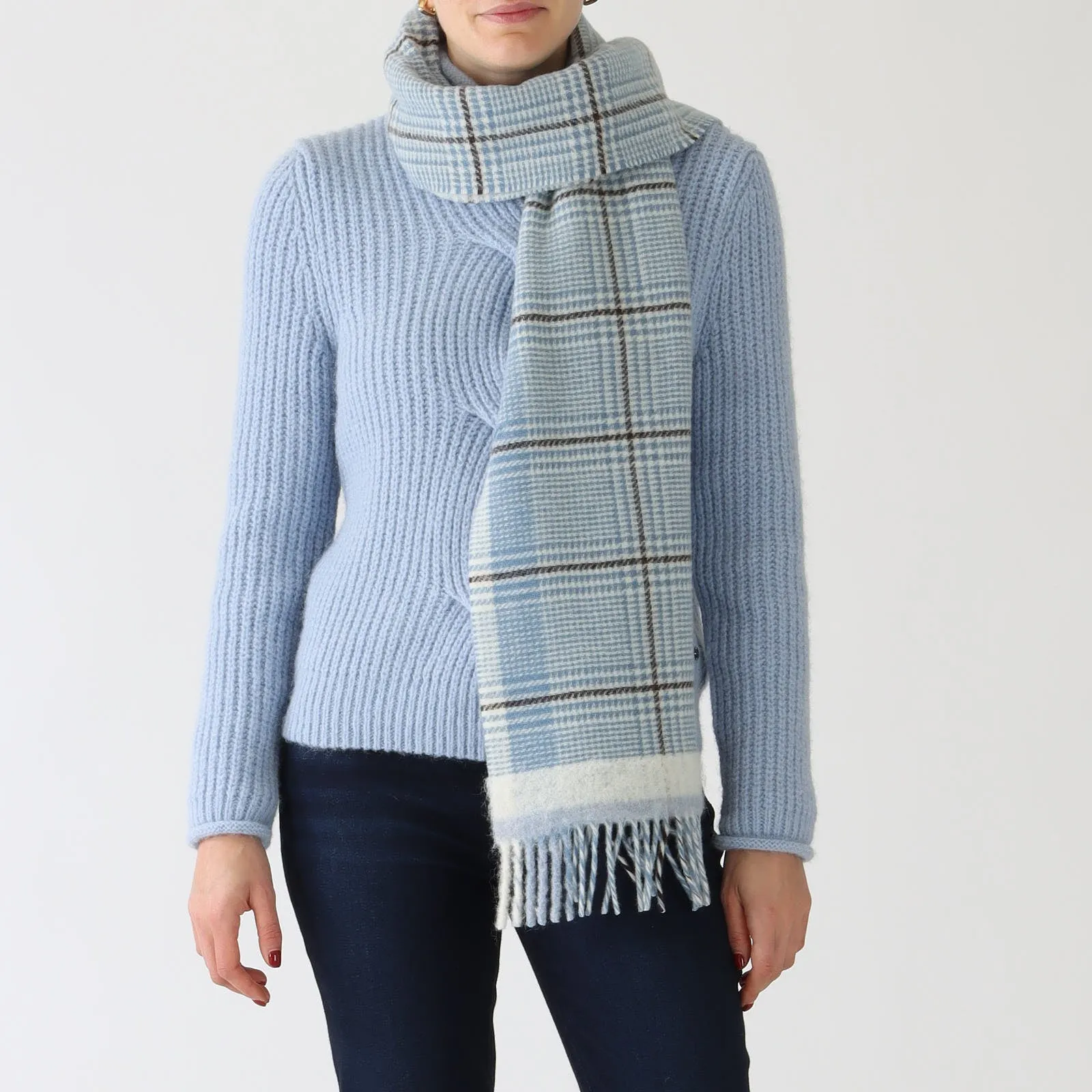 Squill Houndstooth Check Wool Blend Scarf