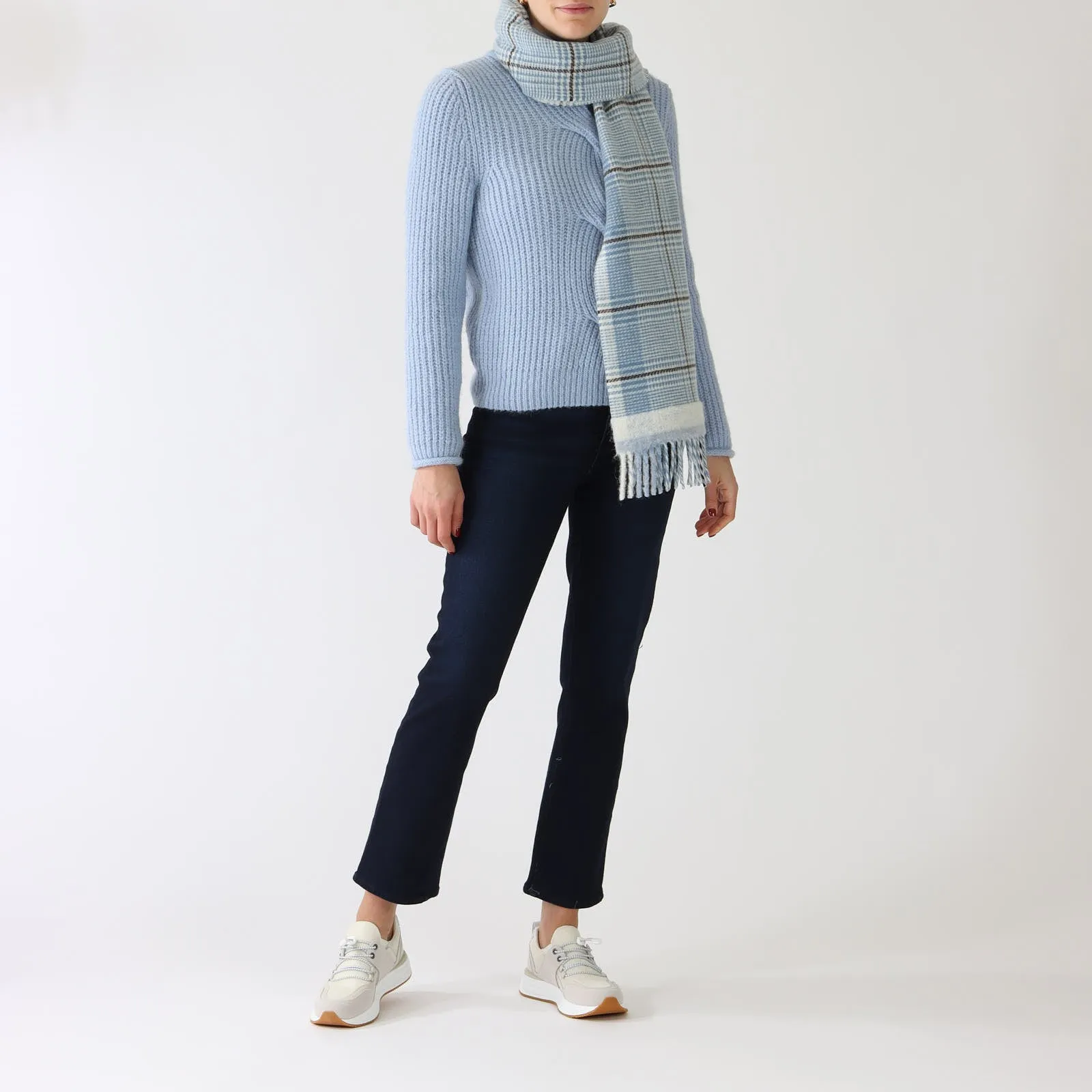 Squill Houndstooth Check Wool Blend Scarf