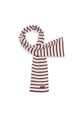 Striped scarf - in pure new wool (ECRU/PRUNE)