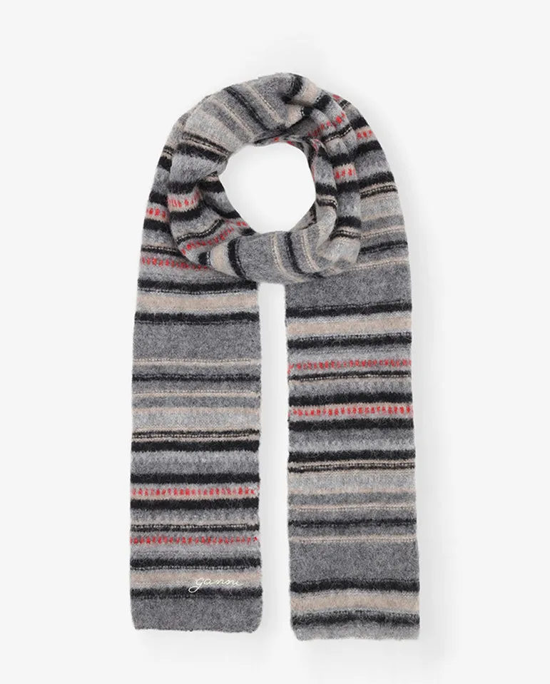 Striped Soft Wool Scarf Phantom