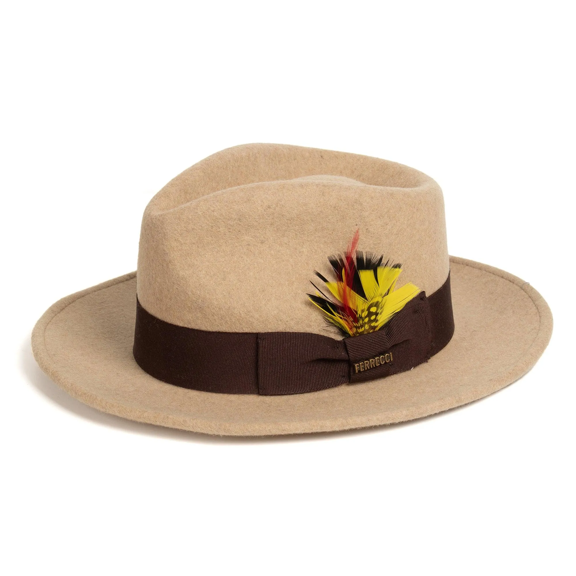 Vintage Crushable Wool Fedora Hat-Mustard