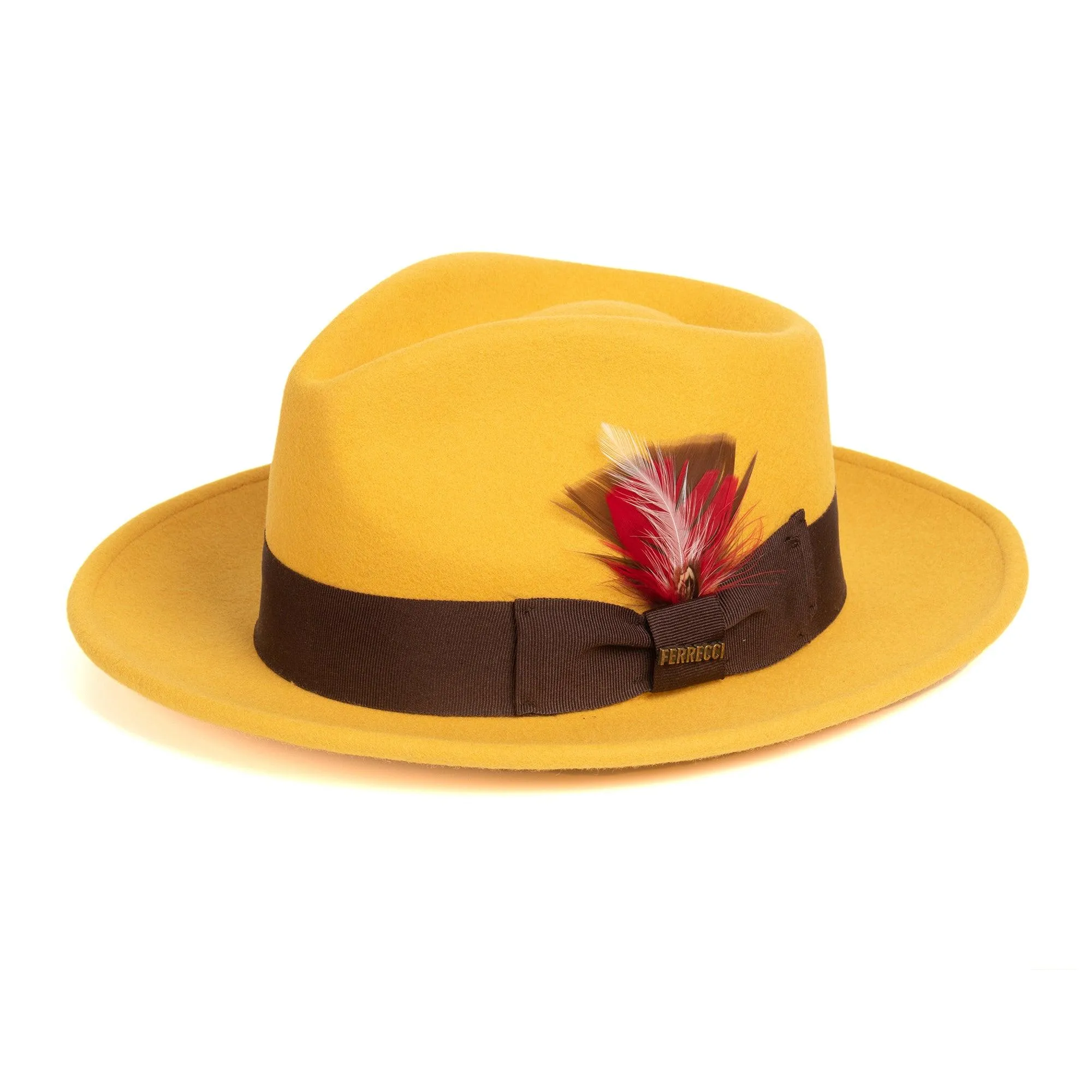 Vintage Crushable Wool Fedora Hat-Mustard