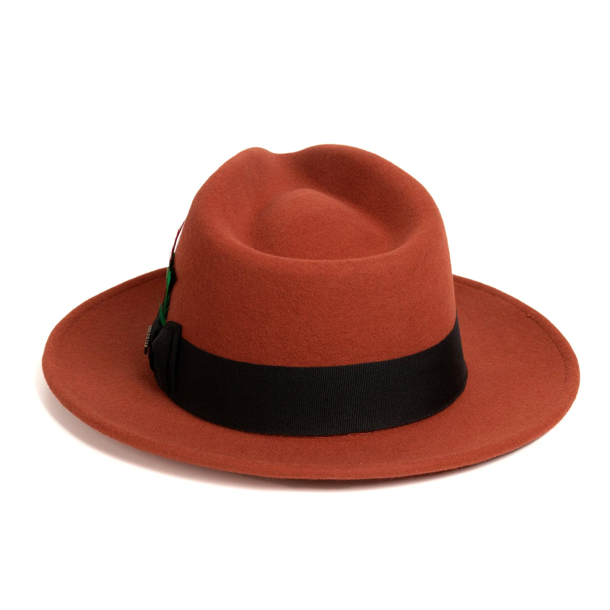 Vintage Crushable Wool Fedora Hat-Mustard