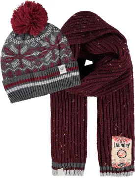 Walker Bobble Hat And Scarf 2pc Set in Oxblood - Tokyo Laundry