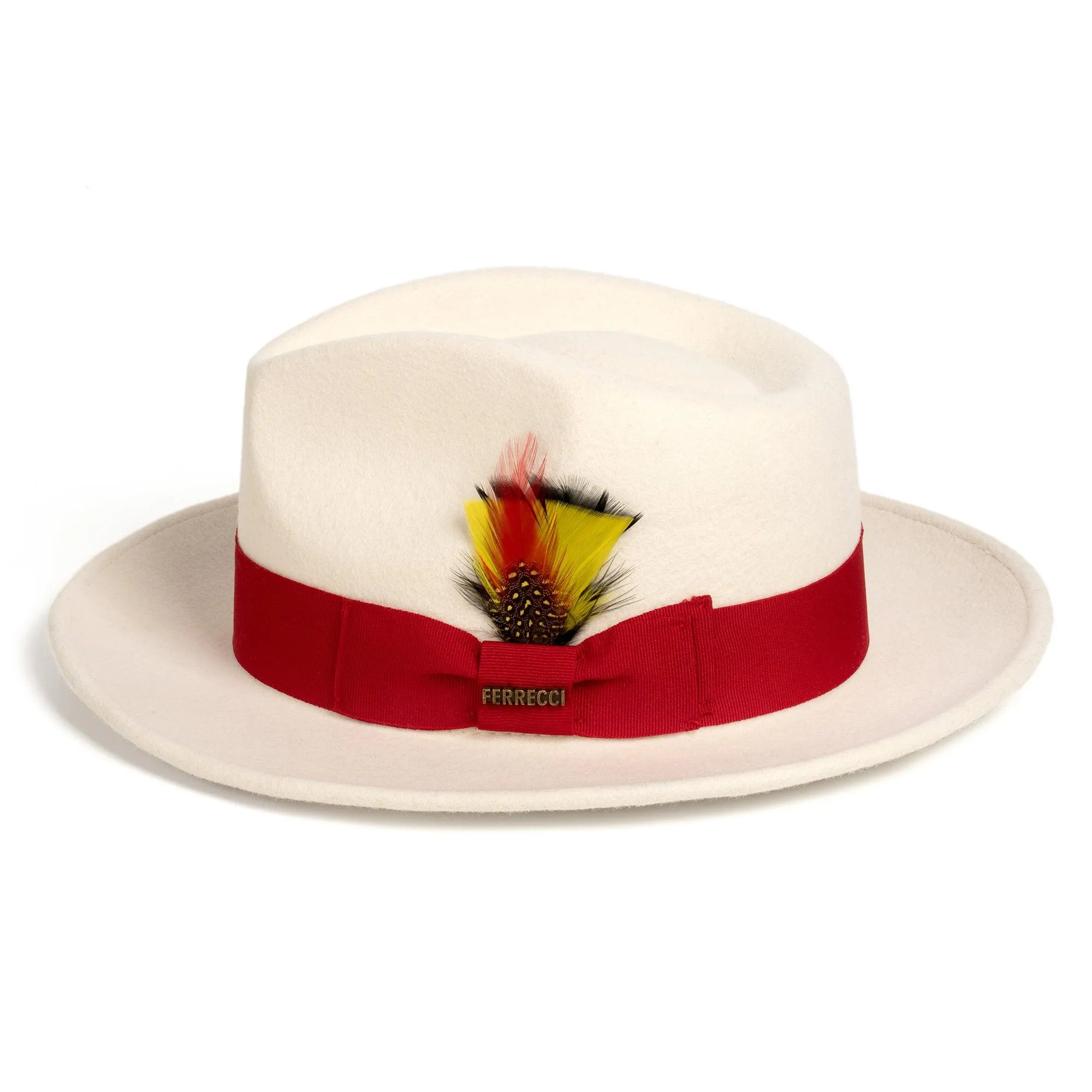 White & Red Fedora 100% Australian Wool Crushable Hat