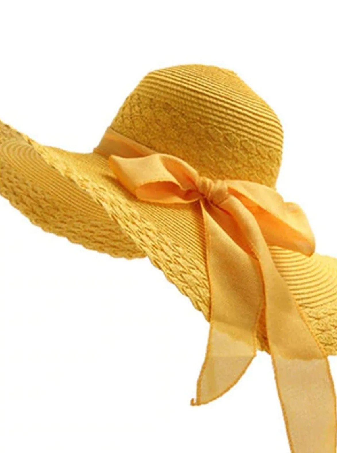 Women's Wide Brim Floppy Hat With Large Ribbon