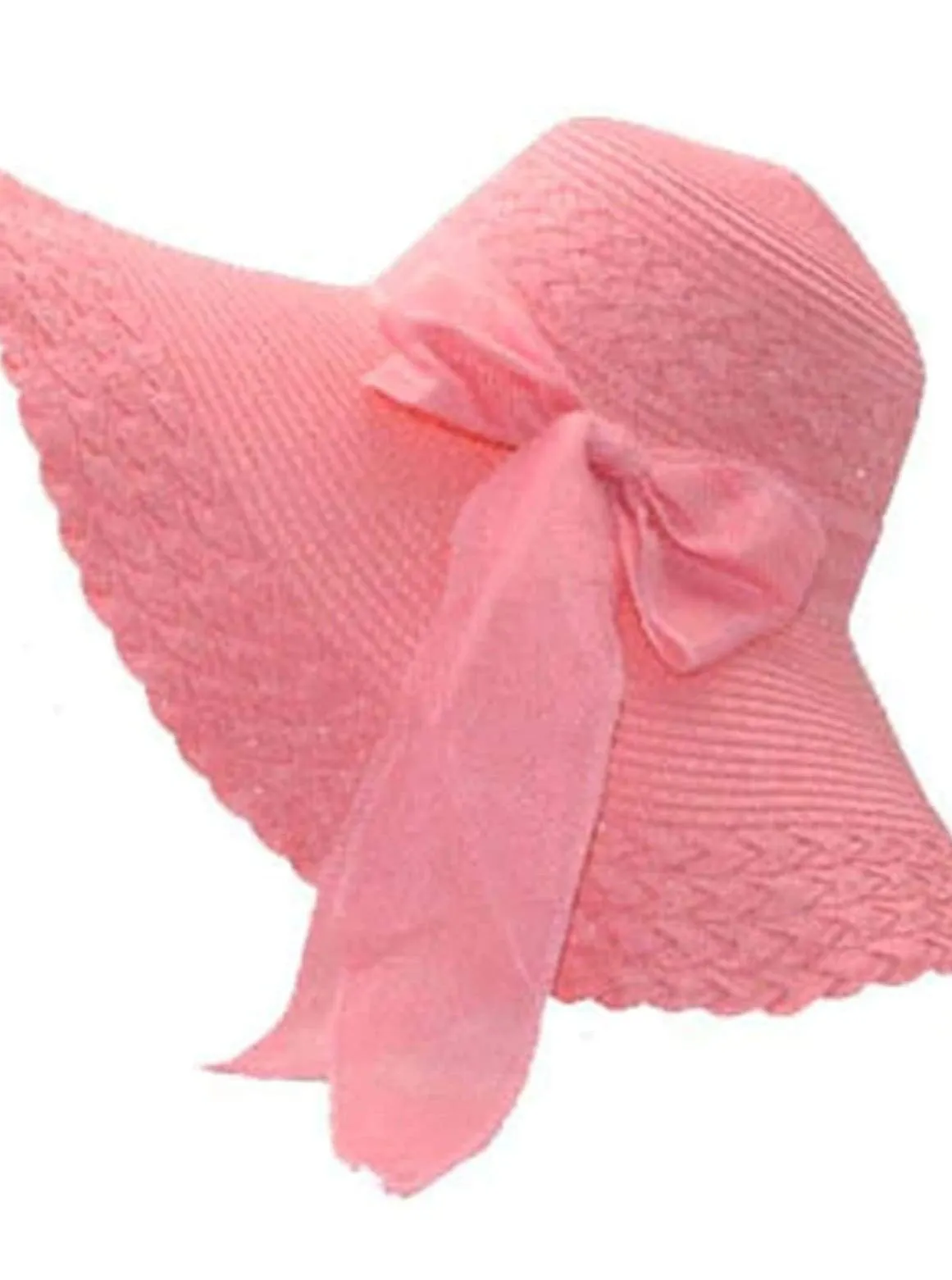 Women's Wide Brim Floppy Hat With Large Ribbon