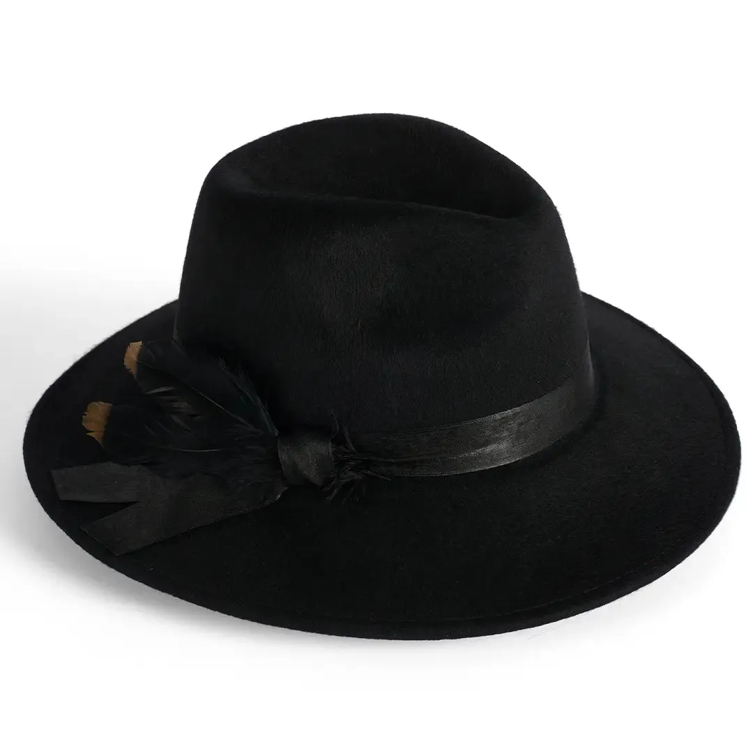 Wool Felt Ladies Fedora - Black by Failsworth